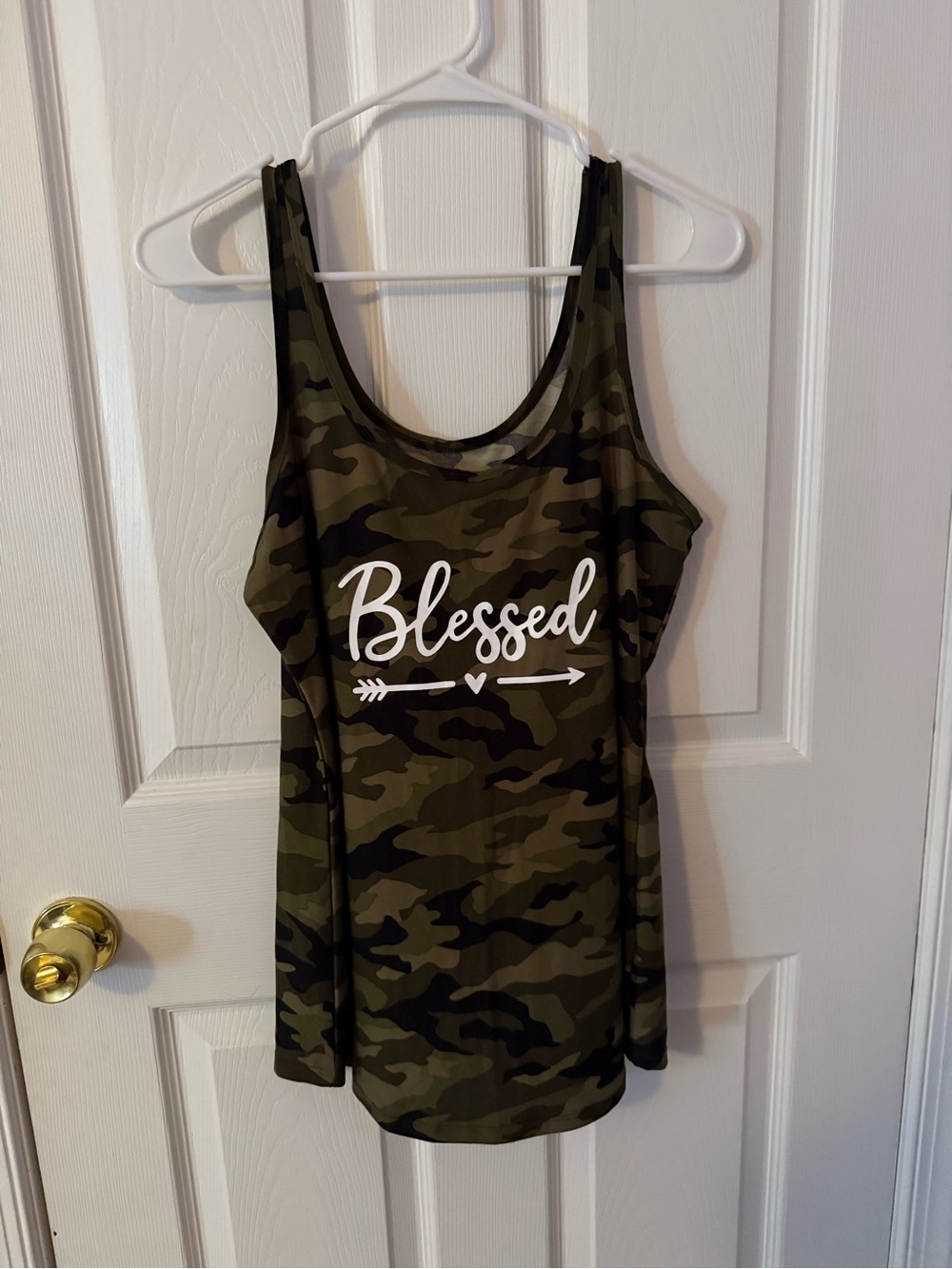 No Boundaries Olive Camo "Blessed" Tank Top